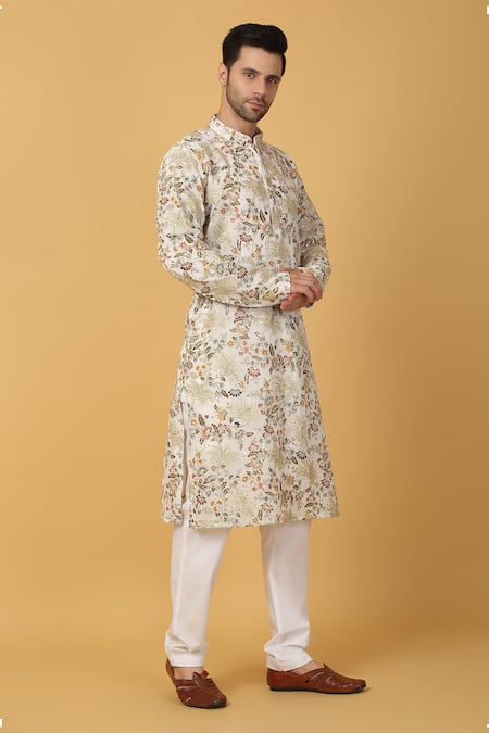 Buy Aham-Vayam Ivory Cotton Embroidery Aham Pushp Thread Kurta Set Online at Aza Fashions Buy_Aham-Vayam_Ivory Cotton Embroidery Aham Pushp Thread Kurta Set _Online_at_Aza_Fashions