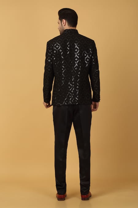 Aham-Vayam Gulrez Sequin Jaal Embroidered Bandhgala 