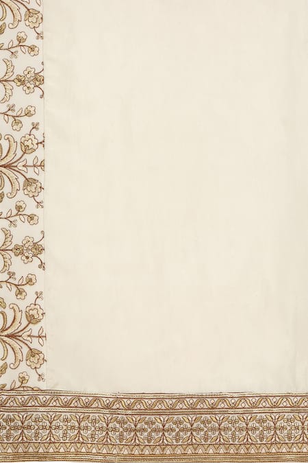 Shop_Aham-Vayam_Ivory Cotton, Silk Embroidery Gulshan Sherwani Set 