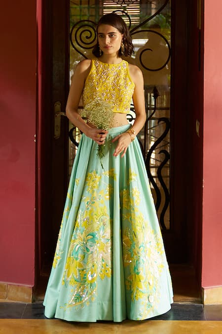 Archana Shah Florence Print & Embellished Lehenga Set 