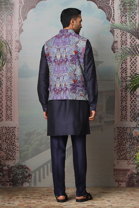 Asuka Indigo Embroidered Bundi Kurta Set 