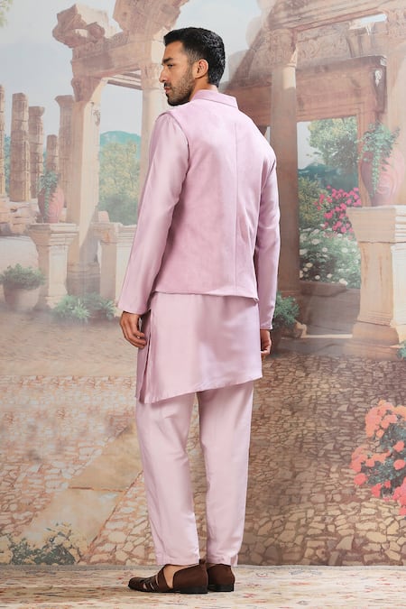 Asuka Lilac Velvet Embroidered Bundi Kurta Set 