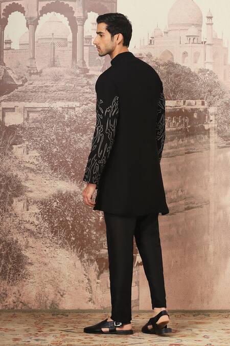 Shop Asuka Black Lace Zari Abstract Embroidered Kurta Set at Aza Fashions Shop_Asuka_Black Lace Zari Abstract Embroidered Kurta Set _at_Aza_Fashions