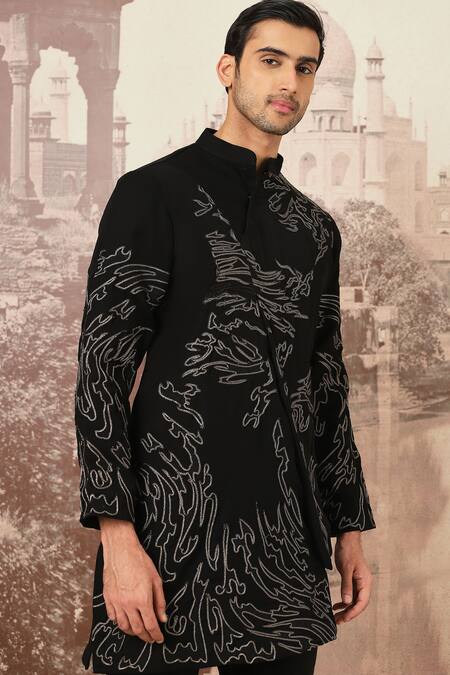 Shop Asuka Black Lace Zari Abstract Embroidered Kurta Set Online at Aza Fashions Shop_Asuka_Black Lace Zari Abstract Embroidered Kurta Set _Online_at_Aza_Fashions