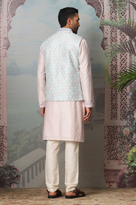 Asuka Floral Mirror Embroidered Bundi Kurta Set 