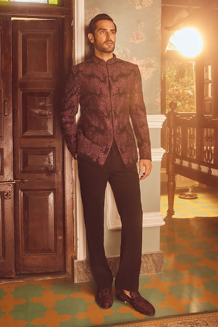 Asuka Bloom Flame Embroidered Bandhgala Set 