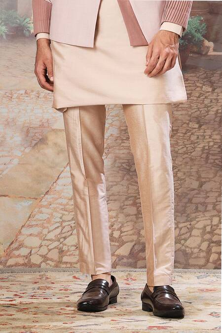 Asuka_Purple Silk Cut Work Lilac Asymmetrical Bandhgala Set _Online_at_Aza_Fashions