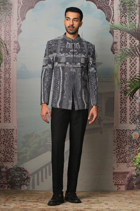 Asuka Ebonite Nocturnal Embroidered Bandhgala With Pant 