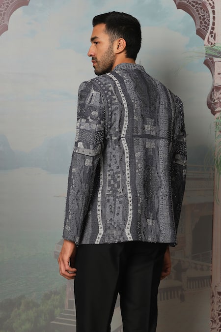 Asuka Ebonite Nocturnal Embroidered Bandhgala Set 