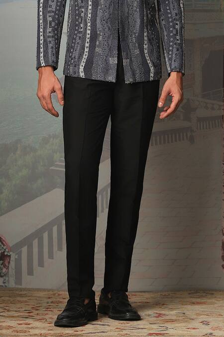 Buy Asuka Gray Silk Crystals, Cut Work, Ebonite Nocturnal Embroidered Bandhgala Set Online at Aza Fashions Buy_Asuka_Gray Silk Crystals, Cut Work, Ebonite Nocturnal Embroidered Bandhgala Set _Online_at_Aza_Fashions