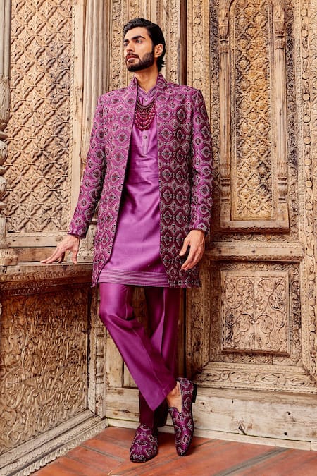 Asuka Geometric Bloom Embroidered Sherwani Set 