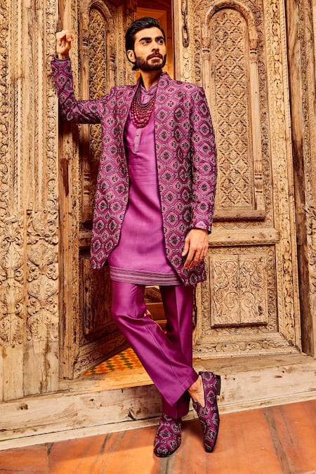 Asuka Geometric Bloom Embroidered Sherwani Set 