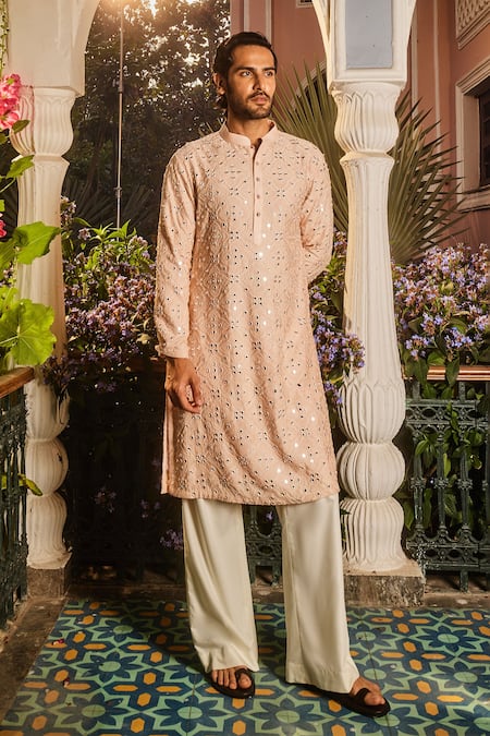 Asuka Geometric Mirror Embroidered Kurta Set 