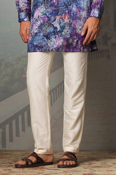 Asuka_Purple Linen Sequins Cosmic Night Sky Embroidered Kurta Set _Online_at_Aza_Fashions