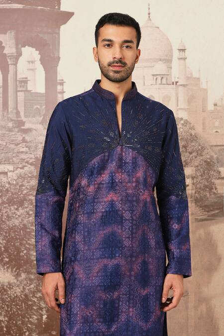Shop Asuka Blue Chanderi Silk Cut Work Indigo Tie-dye Kurta Set Online at Aza Fashions Shop_Asuka_Blue Chanderi Silk Cut Work Indigo Tie-dye Kurta Set _Online_at_Aza_Fashions