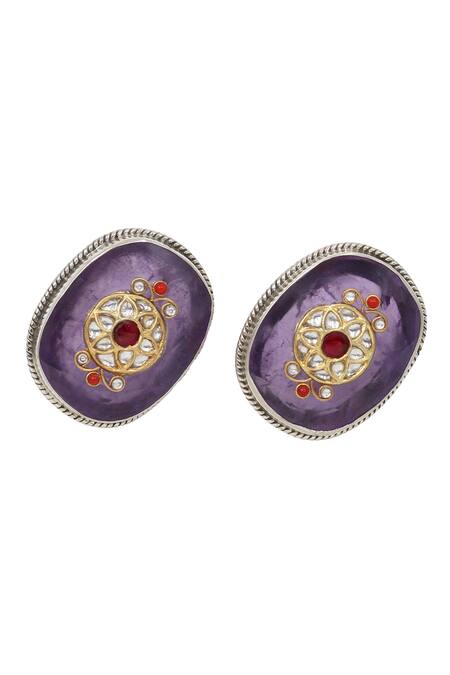 Buy Sangeeta Boochra Purple Crystals Hydro Embellished Phoolan Studs Online at Aza Fashions Buy_Sangeeta Boochra_Purple Crystals Hydro Embellished Phoolan Studs _Online_at_Aza_Fashions