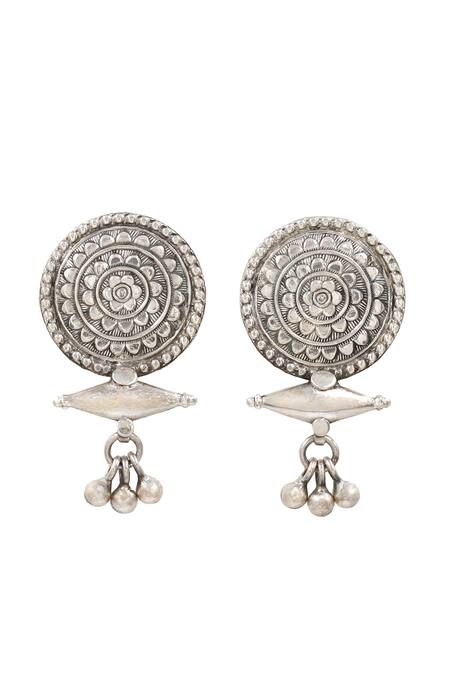 Sangeeta Boochra Silver Plated Mandala Spike Stud Earrings Online at Aza Fashions Sangeeta Boochra_Silver Plated Mandala Spike Stud Earrings _Online_at_Aza_Fashions