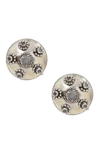Shop Sangeeta Boochra White Silver Hydro Boho Bloom Studs Online at Aza Fashions Shop_Sangeeta Boochra_White Silver Hydro Boho Bloom Studs _Online_at_Aza_Fashions