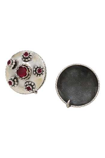 Buy Sangeeta Boochra Red Silver Hydro Stone Blossom Studs Online at Aza Fashions Buy_Sangeeta Boochra_Red Silver Hydro Stone Blossom Studs _Online_at_Aza_Fashions