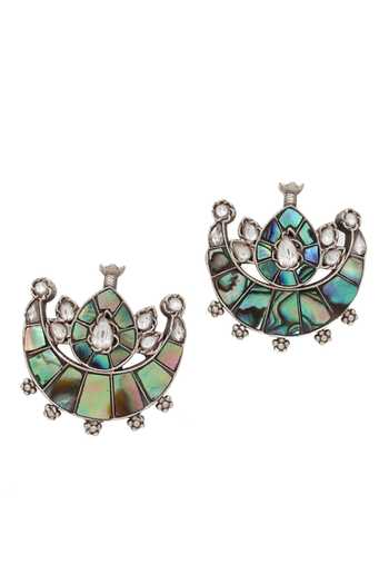Shop Sangeeta Boochra Multi Color Pearls Mother Of Chand Studs at Aza Fashions Shop_Sangeeta Boochra_Multi Color Pearls Mother Of Chand Studs _at_Aza_Fashions