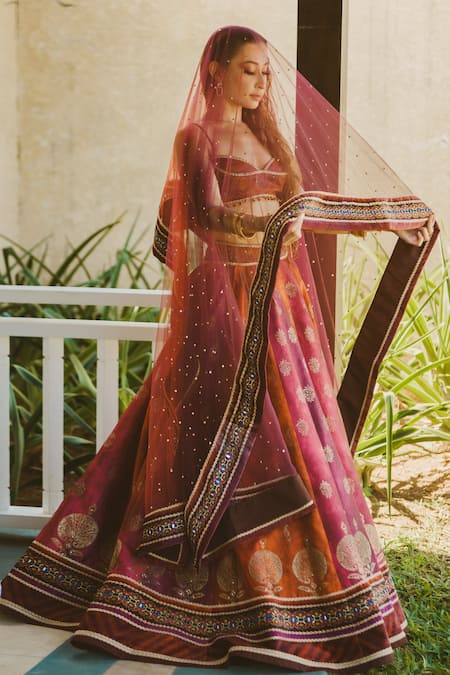 Cedar & Pine Gradient Foil Printed Lehenga Set
