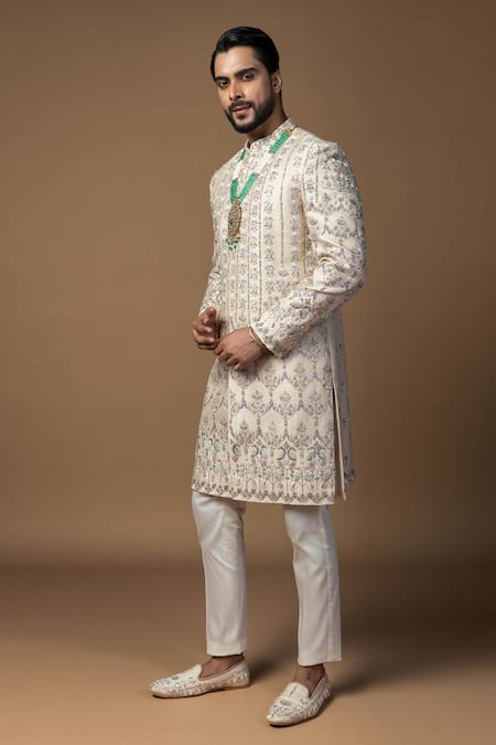 PAARSH Floral Embroidered Sherwani Set 