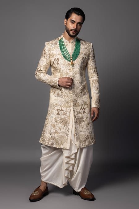 Paarsh Ivory Dori Embroidered Sherwani Set 