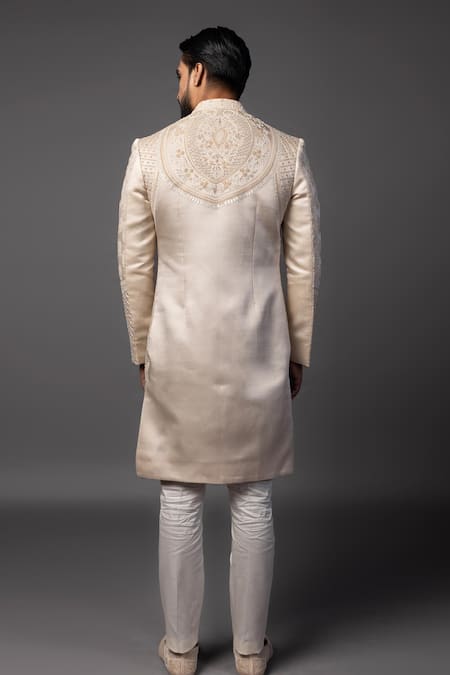 PAARSH Peach Dori Embroidered Sherwani Set 