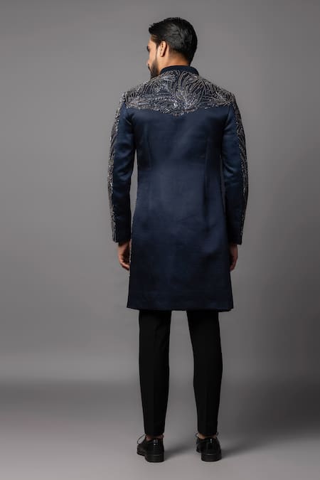 PAARSH Cutdana Floral Embroidered Achkan Set 