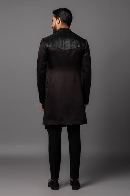 PAARSH Embroidered Asymmetric Achkan Set 