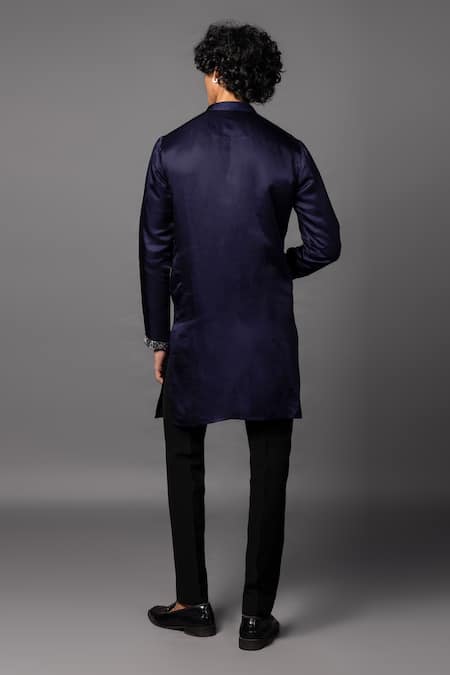 Shop PAARSH Purple Linen, Satin Cut Work Floral Embroidered Kurta Set at Aza Fashions Shop_PAARSH_Purple Linen, Satin Cut Work Floral Embroidered Kurta Set _at_Aza_Fashions