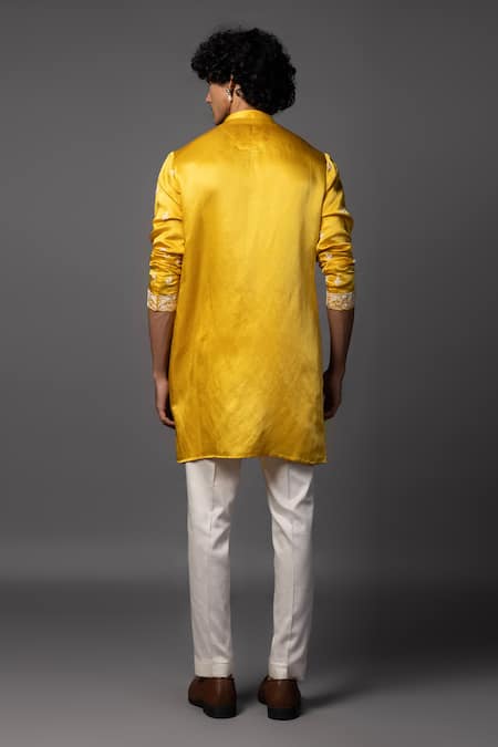 PAARSH Paisley Embroidered Yellow Kurta Set 