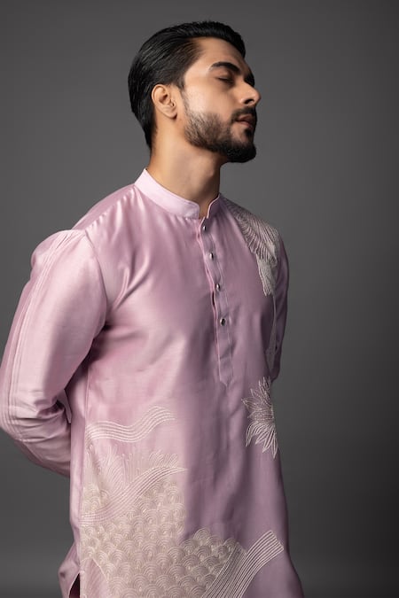 Buy PAARSH Purple Silk, Cotton Embroidery Thread Lilac Kurta Set Online at Aza Fashions Buy_PAARSH_Purple Silk, Cotton Embroidery Thread Lilac Kurta Set _Online_at_Aza_Fashions