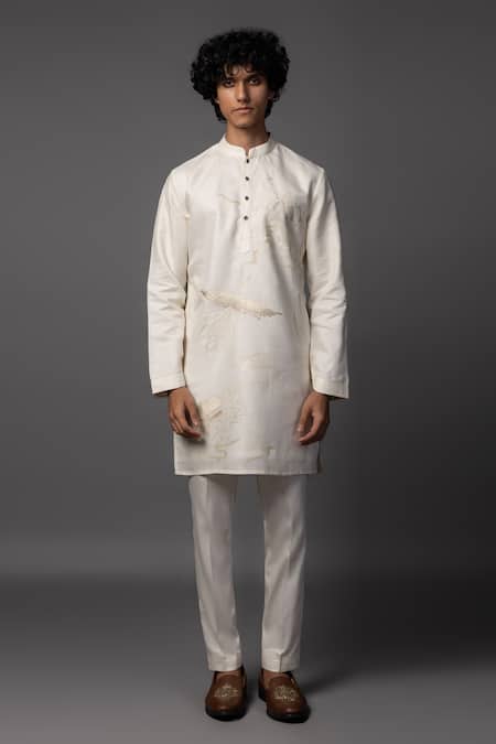 PAARSH Ivory Bamboo Embroidery Resham Kurta Set Online at Aza Fashions PAARSH_Ivory Bamboo Embroidery Resham Kurta Set _Online_at_Aza_Fashions