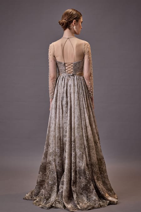 Cedar & Pine Floral Vine Embroidered Gown 