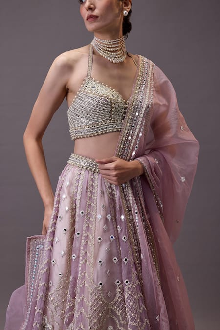 Buy Cedar & Pine Purple Organza Embroidery, Sequins, Pearls, Mirrors Hand Lilac Lehenga Set Online at Aza Fashions Buy_Cedar & Pine_Purple Organza Embroidery, Sequins, Pearls, Mirrors Hand Lilac Lehenga Set _Online_at_Aza_Fashions
