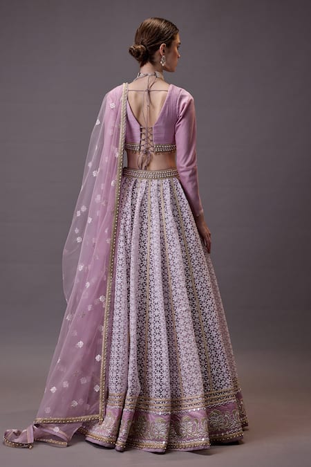 Cedar & Pine Floral Embroidered Purple Lehenga Set 