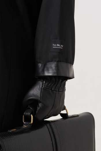 Tulpalav_Black Wool Checkered Long Kurta_at_Aza_Fashions