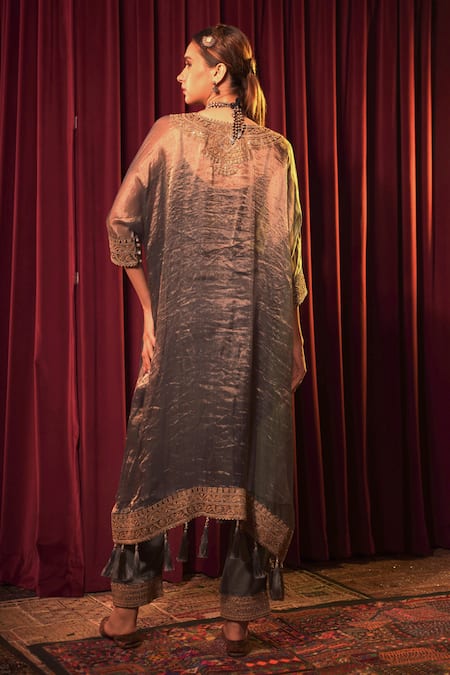 Nabo Dori Sequin Embroidered Kaftan & Pant Set 