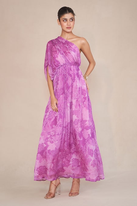 Ankita Dharman Floral Print Asymmetric Maxi Dress 