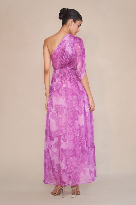 Ankita Dharman Floral Print Asymmetric Maxi Dress 