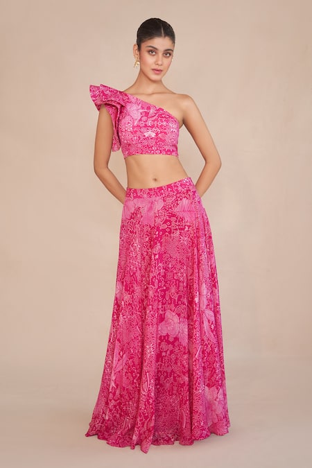 Ankita Dharman Tiffany Floral Print Lehenga With Ruffle Blouse 