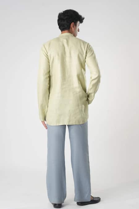 Orthodox Aari Embroidered Green Short Kurta 