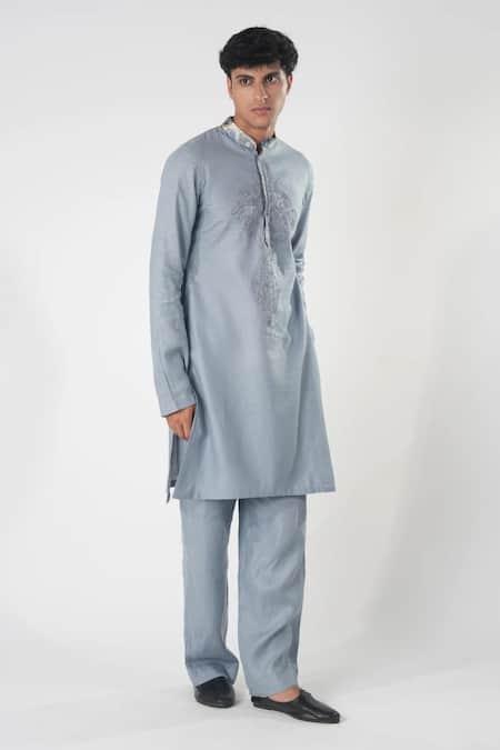 Buy_Orthodox_Blue Bamboo, Hemp Solid Trouser _Online_at_Aza_Fashions