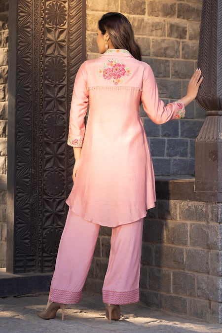 Kahani Lush Floral Embroidered Tunic & Pant Set 