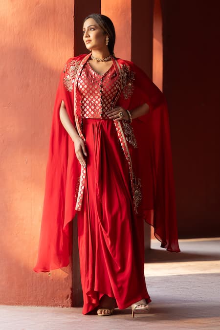 Kahani Lush Floral Zardozi Embroidered Shrug Set 