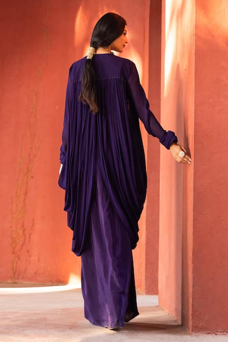 Kahani Lush Floral Zardozi Embroidered Shrug Dhoti Set 