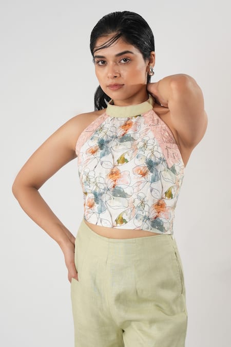 Orthodox Bloom Print Halter Neck Top 