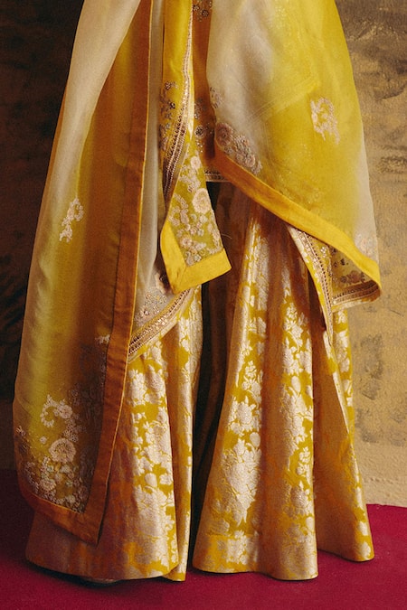 Buy Petticoat Lane By Divya Yellow Organza, Chanderi, Brocade Pearls, Sequins, Shimmer Kurta Set Online at Aza Fashions Buy_Petticoat Lane By Divya_Yellow Organza, Chanderi, Brocade Pearls, Sequins, Shimmer Kurta Set _Online_at_Aza_Fashions