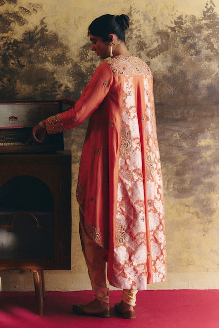 Petticoat Lane By Divya Embroidered High Low Kurta & Dhoti Pant Set 